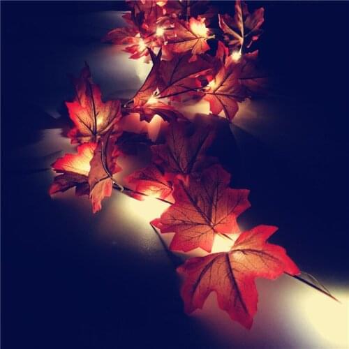 Thanksgiving Harvest Festival 9cm Maple Leaf 2m 20leds Rattan Led Light String Christmas Light Holiday Party Garland Decoration