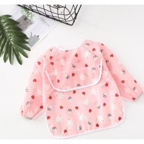 Baby Bandana Bibs Cartoon Bibs Waterproof Infant Eating Children Drawing Long Sleeve Apron Baby Self Feeding Bib 69HE