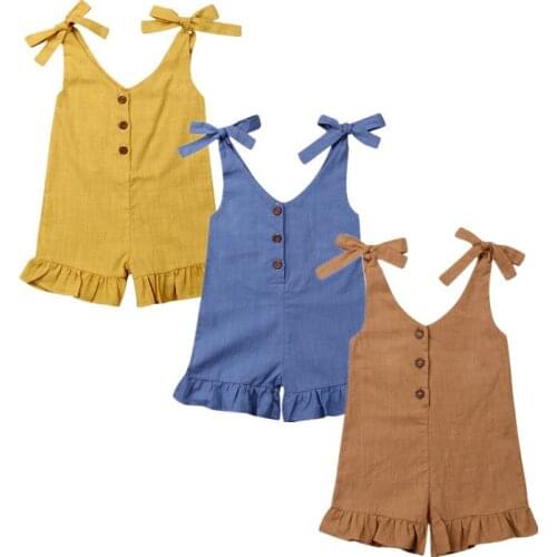 Toddler Girl Romper Cute Toddler Kids Baby Girls Solid Sleeveless Romper Jumpsuit Overalls Outfits Sunsuit