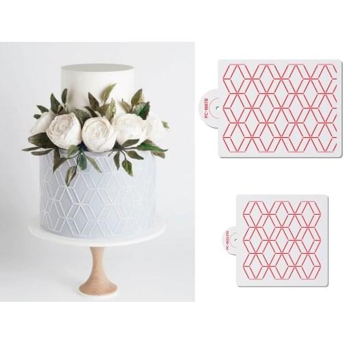 Geometric Rhombus Pattern Cake Stencil Plastic Lace Cake Boder Stencils Template DIY Drawing Mold Cake Decorating Tool Bakeware