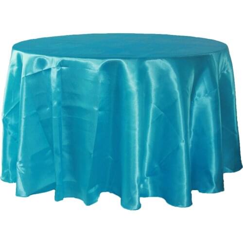 Hot Sale Turquoise Satin Round Tablecloth For Wedding/Party/Banquet Decoration