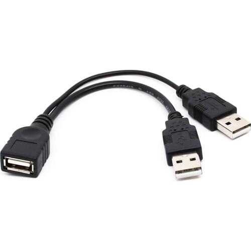 USB 2.0 Female to Dual Male Extra Power Data Y Extension Cable for 2.5" SSD Hard Disk