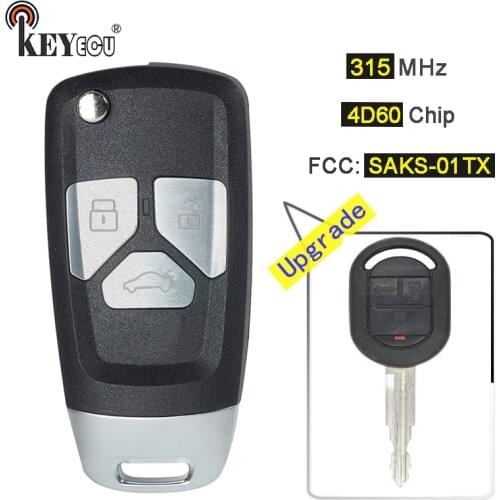 KEYECU 315MHz 4D60 Chip FCC ID:NYOSAKS-01TX Upgraded Flip Fold Remote Car Key Fob 3B DW04R Blade for Chevrolet Optra