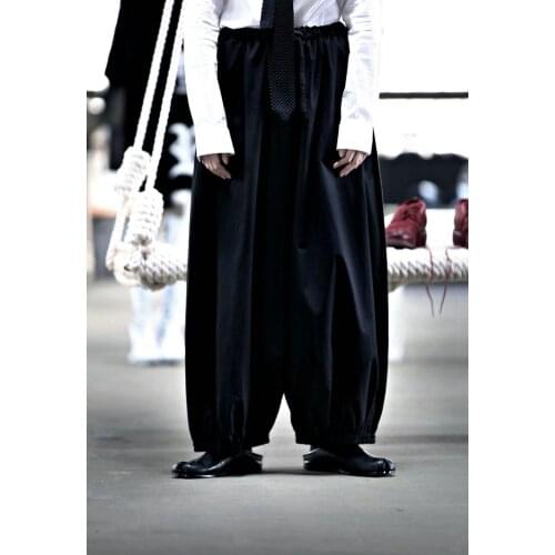 Korean new solid color loose and close foot trend wide leg pants skirt pants Harun pants big crotch pants low-grade collapse pan