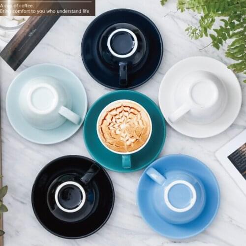 Creative Ceramics Coffee Cup Saucer Sets Espresso Cafe Mug Restaurant Milk Cappuccino Latte Coffee Mug Bring Spoon Saucer 200ML