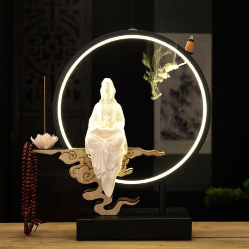 Indoor Electric Incense Burner Arabic Style Waterfall Incense Burner Led Light Backflow Bruciatore Incenso Incense Holder