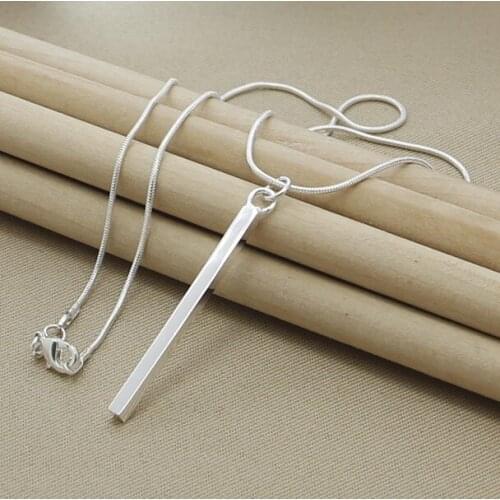 LJ&OMR chains collar wholesale silver jewelry Silver Plated Necklaces silver Long stick charm necklaces for women