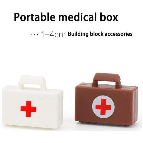 Moc Small Building Block Military Figures Accessories Medical Soldier Doctor Rescue Suitcase Model Children Toys