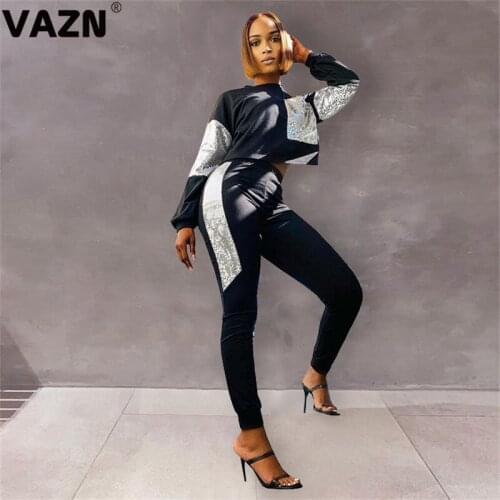 VAZN 2020 New Sport Running Letter Bandage Women Lady Special Full Sleeve Casual Fashion Set Women Young Energetic Set