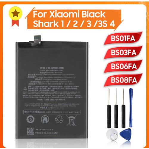 Original Battery BS01FA BS03FA BS06FA for Xiaomi Black Shark 1 2 3 3S Black Shark Helo Replacement Phone Battery 4000mAh +tools