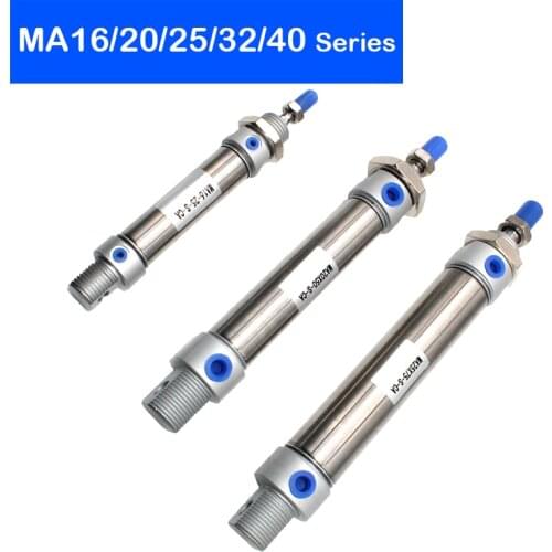 MA16/20/25/32/40 Stainless Steel Double Acting Mini Pneumatic Cylinder 25 To 500 mm Stroke Air Pressure Cylinder