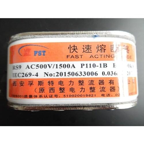 Fuses: RS9 AC500V 1500A P110-1B BC100KA / RS9 800V 1400A P110-1B BC100KA / RS9 AC1000V 3000AP4DL-7d aR