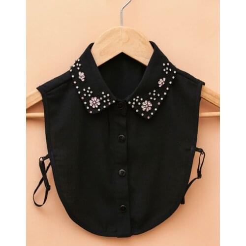 Colorful bead flower chiffon crystal flower and rhinestone half saving shirt false collar pendent bead chiffon fake shirt collar