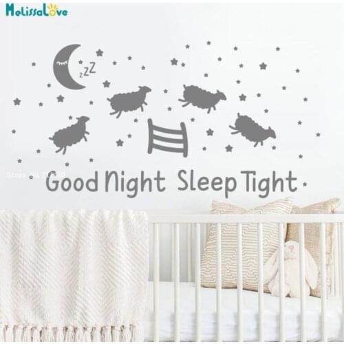 Counting Sheep Wall Sticker Goodnight Nursery Vinyl Lovely Decals Nursery Decor Baby Kids DIY Murals Removable YT5458