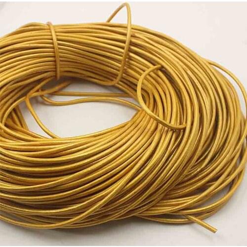 2 Meters Gold/Silver Round Genuine Leather Cords 1mm 1.5mm 2mmm 3mm Beading Leather Rope Thread DIY Jewelry Making Accessories
