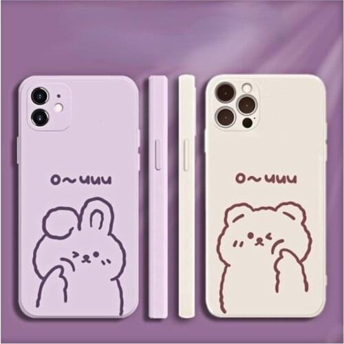 Cute Cartoon Rabbit Silicone Phone Case for iPhone 13 12 Pro MAX XR XS 7 8 Plus Soft Phone Case for iPhone 11 Phone Cover