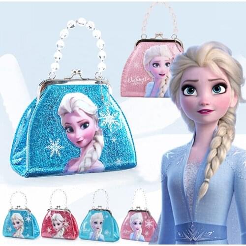 Disney Frozen 2 Elsa Princess Children PU Messenger Bag GirlS Shoulder Bag Handbag Kids Fshion Shopping Bag Birthday Party Gift