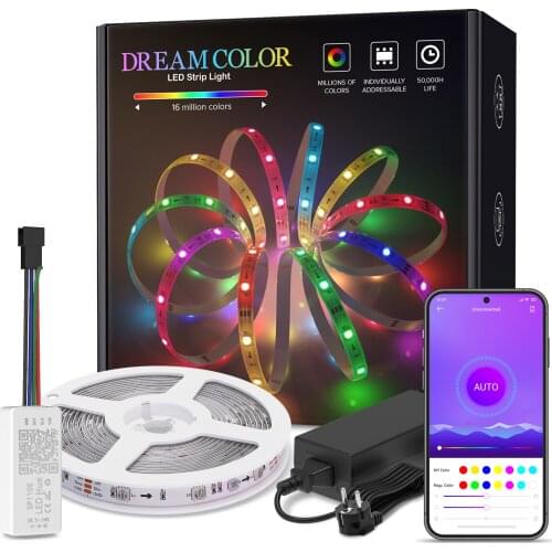 WS2811 LED Strip Light Party Bedroom Kitchen Home Lighting Dreamcolor LED Lights APP Bluetooth Full Set RGB IC with IOS Android