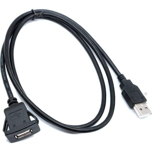 1M 2M USB Male to Female AUX Flush Panel Mount Extension Cable for Car Truck Boat Motorcycle Dashboard (Square Head)