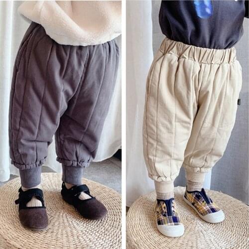 Comfortable Children Baby Boys Girls Grid Pants Winter Spring Warm Toddler Thicken Plus Velvet Kids 2021 High Quality