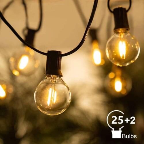25FT Outdoor String Light Electric Plug LED Festoon Christmas G40 Bulbs Fairy Light Party Garden Garland Wedding Decor 110V 220V