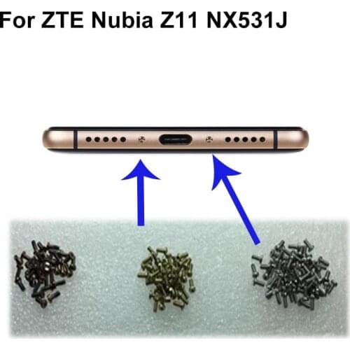 2PCS silver For ZTE Nubia Z11 NX531J Buttom Dock Screws Housing Screw nail tack For ZTE Nubia Z 11 NX531J NX 531J Mobile Phones