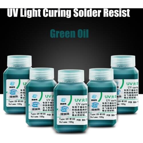 Green Oil UV curing Solder Mask Paint Prevent Corrosive Arcing for BGA PCB Rework Repair Tool Soft Brush USB LED Light Needle