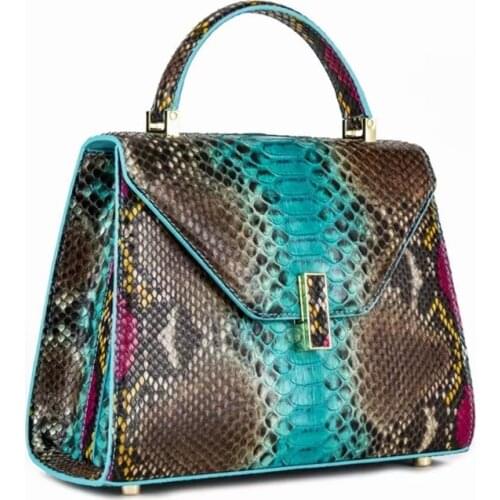 Serpentine Pattern Genuine Boa Python Leather Women Purse Female Handbag Authentic Real Snakeskin Lady Single Cross Shoulder Bag