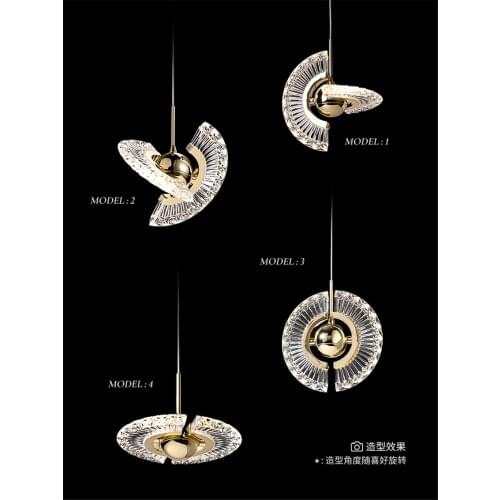 Golden mirror rotating pendant lights modern bedside flying saucer lamps bar bedroom living room luxury decor hanging fixtures