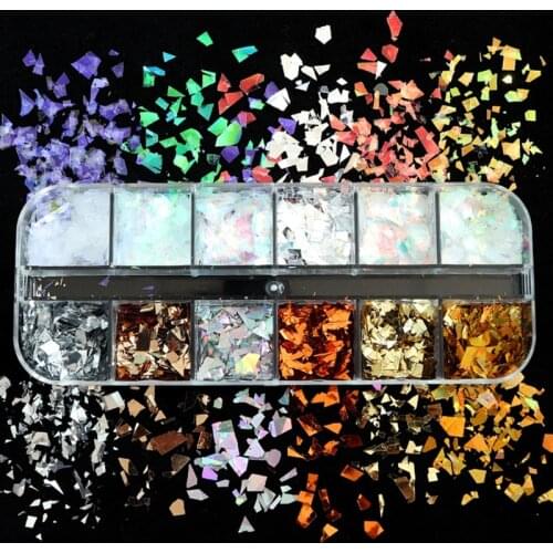 1 Box Holographic Glitter Irregular Epoxy Resin Filling Sequins Paillette DIY Crafts Jewelry Making Filler Nail Art Flake AXYD