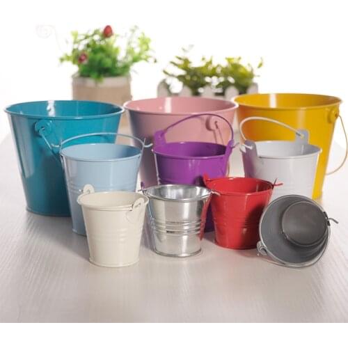 Mini Metal Bucket Tin Candy Gift Box Buckets Wedding Party Souvenirs Gift Pails Tinplate Chocolate Dragee Box Candy Bar Decor