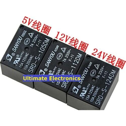 10pcs SRD-S-105DM SRD-S-112DM SRD-S-124DM 5V12V24VA group of normally open 10A 4 feet relay