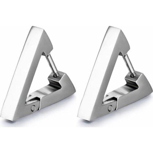 2Pcs Latest Cross-border Geometry Type Double Triangle Earrings Allergy Ear Clip Vacuum Plating Stainless Steel Stud Earrings