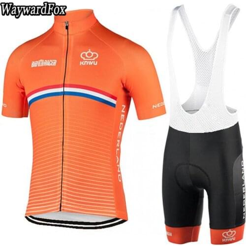 2017 Netherlands team orange cycling jersey Set Short Sleeve men cycling clothing Riding clothes suit bike wear shorts gel pad
