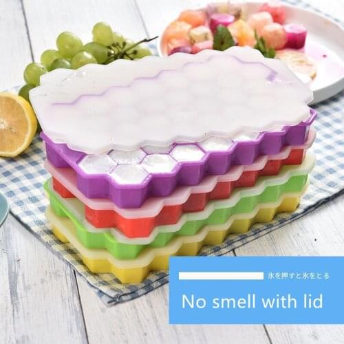 9 Colors Homemade Silica Gel Ice Cube With Honeycomb Ice Cube Cover Self-Made Model 37 Cells Honeycomb Ice Cream Box Maker Mould