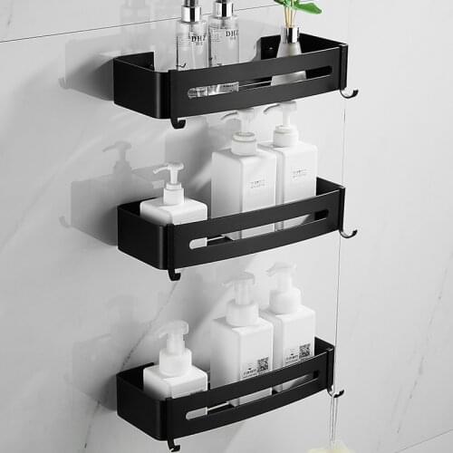 Bathroom Accessories Shower Black Metal Shelf Brackets Kitchen Cabinet Storage Wall Shelves Organizer Repisa Multi Corner Shelf