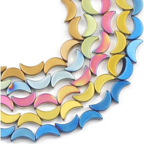 Moon Shape Blue,Gold,Purple Hematite Natural Stone Spacer Loose Beads For Jewelry Making DIY Bracelet Accessories 50pcs 8x5MM