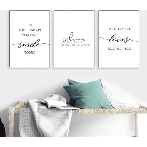 Black White Canvas Poster Motivational Quotes Print Wall Art Painting Minimalist Nordic Decoration Pictures Modern Home Decor