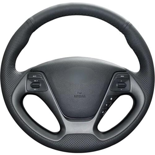 Black Artificial Leather Handsew No-slip Car Steering Wheel Cover for Kia K3 2013-2018 Ceed Cee'd Cerato Forte Koup Forte5 2014