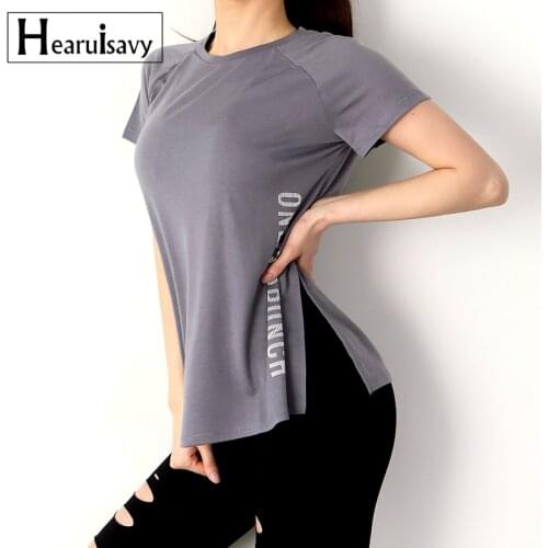 Loose Fit O-neck Yoga T-shirt Women Quick Dry Fitness Tops Workout Tee Running Dance Short-sleeved Gym Sport Shirts