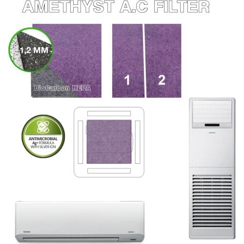 Hall and Ceiling Commercial Air Conditioning Hepa Filter + Carbon Block filter Titanium Amethyst Silver Ion Coating