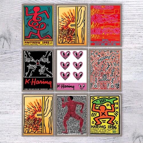 Keith Art Exhibition Poster Heart of Pizza Abstract Prints Pop Dancers Retro Pop Canvas Painting Gallery Wall Picture Decoration