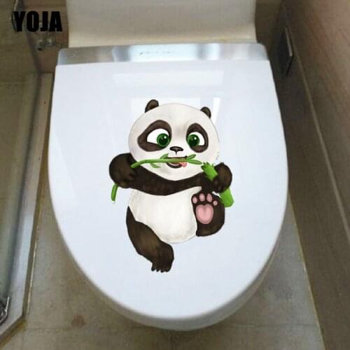 YOJA 15.5X21.6CM Interesting Pandas Wall Sticker Living Room Home Decor Toilet Decal Modern Cartoon T3-1110