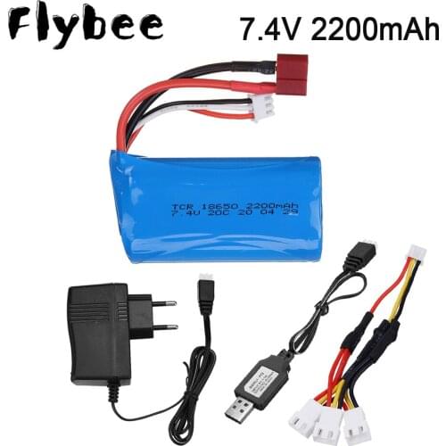 7.4V 2200mah lipo Battery 18650 2S T Plug for Wltoys 144001 10428 12428 12423 Q46 RC Car Spare Accessories 7.4V battery