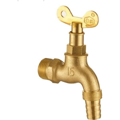 G3/4" All Copper Key Slow-opening Faucet Frosted Wall-mounted Bathroom Washing Machine Mop Pool Cold Water Faucet