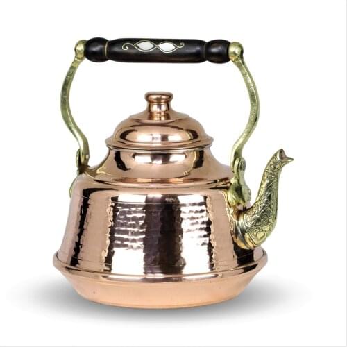 Morya Copper Turkish Tea Pots Set 1teapot Warmer Coffee Teaware Kettle Infuser Vintage Kitchen Decor Handmade 2.4 Lt