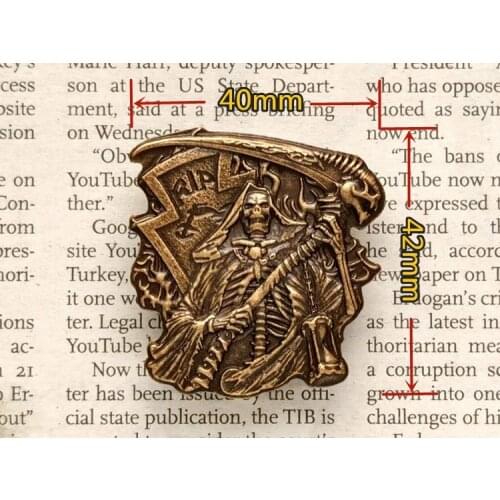 Motorcycle Biker Metal Badge Skull Grim Reaper Brooches For Clothes Hat Bag DIY Punk Retro Collar Pin Brooch Copper