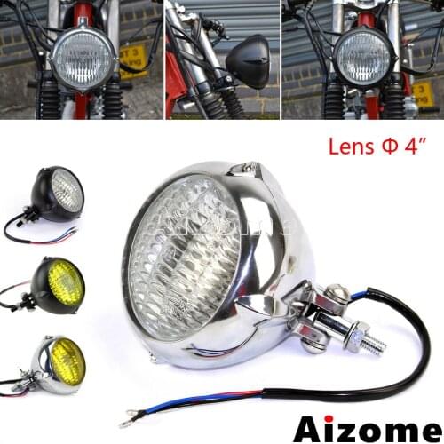 Motorcycle Cafe Racer 4" Headlight E4 Old School Headlamp For Harley Honda Yamaha BMW Scrambler Custom Cruiser Chopper Bobber