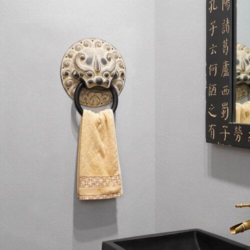 New Chinese Style Classical Creativity Wall Decoration Hotel Toilet Personality Bathroom Supplies Towel Rack Rack Wall Hanging