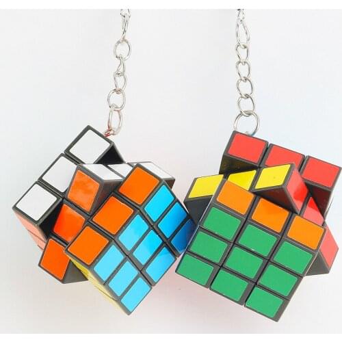 New Funny Colorful 3D Magic Cube Drop Earrings For Women Girls Geometric Speed Cube Resin Dangle Earrings Punk Cool Jewelry
